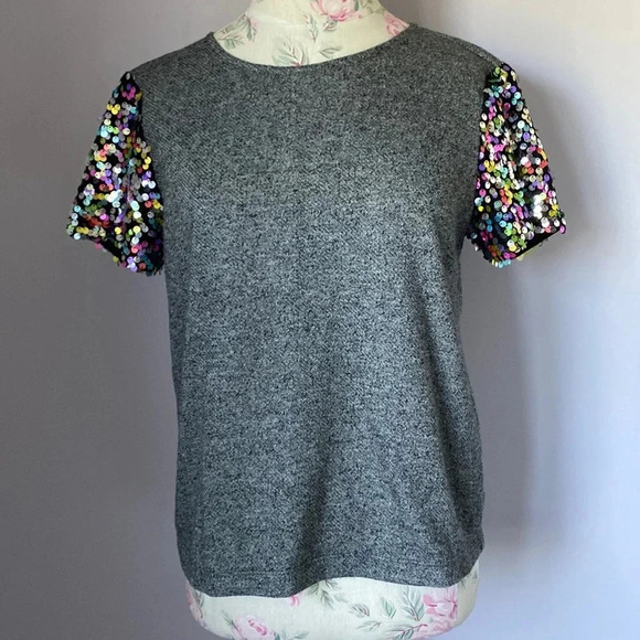 Hutch Tops - Hutch short sleeve top with sequin sleeve size XS